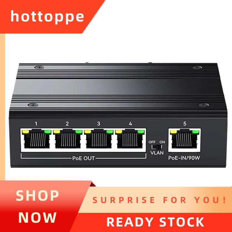 hottoppeNew Industrial 4 Port Gigabit POE Repeater 4 Port PoE Extender 1000Mbps Aluminium Alloy DIN 