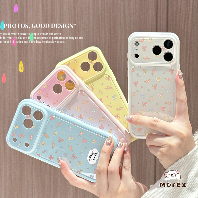 เคสสีลูกอมนุ่มๆ ลายโบว์+ดอกไม้ สไตล์หวานๆ ป้องกันกระแทก เคสไอโฟน17 สำหรับ IPhone 18 16 15 14 13 12 11 Pro Max