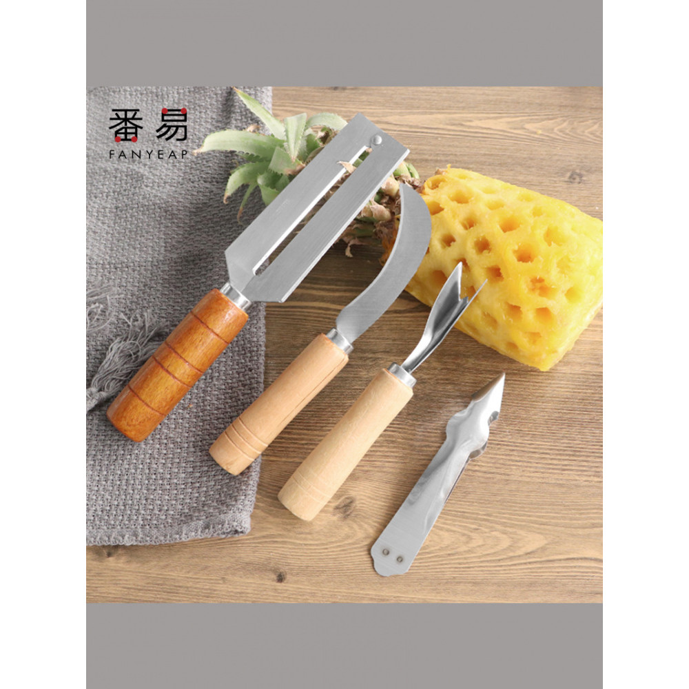 มีดปอกเปลือก C1zon001-Pineapple มีด Peeler สแตนเลสสับปะรด Peeler สามเหลี่ยมมีด Eye Digger กําจัดเมล็