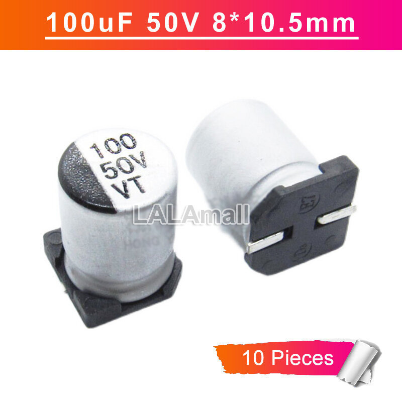 10pcs SMD อลูมิเนียม Electrolytic Capacitor 100uF 100 50V 50V100uF 100uF50V 8*10.5 มม.ใหม่