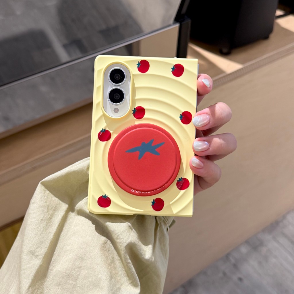 มะเขือเทศ Magnetic attraction วงเล็บ Ripple เคส สำหรับ Samsung Galaxy Z Fold8 Wide Case ป้องกันการตก ซิลิโคน Soft เคสโทรศัพท์มือถือ