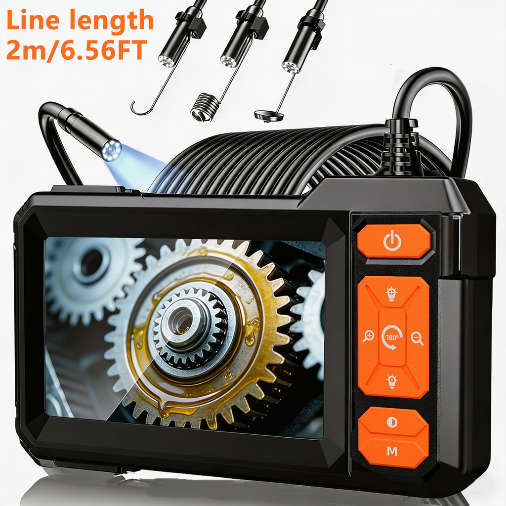 กล้อง Endoscope 1080P 8 มม.เลนส์ 2/5/10M สาย 4.3 หน้าจอ IPS ท่อตรวจสอบ Borescope สําหรับซ่อมรถยนต์กั