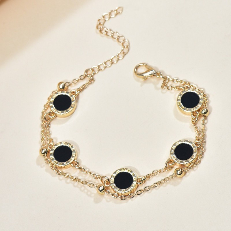 COD18K Gold Roman Numberal สร้อยข้อมือสองด้านสําหรับผู้หญิงของขวัญแฟนสาวสไตล์อเมริกันยุโรป