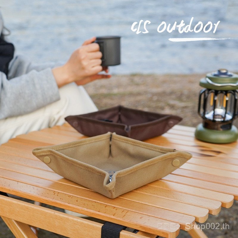 CLS Camping Storage ถาดกล่องเก็บเดินทาง Camping แบบพกพาพับ Square Sundries ถาดจัดเก็บ Camping Storag