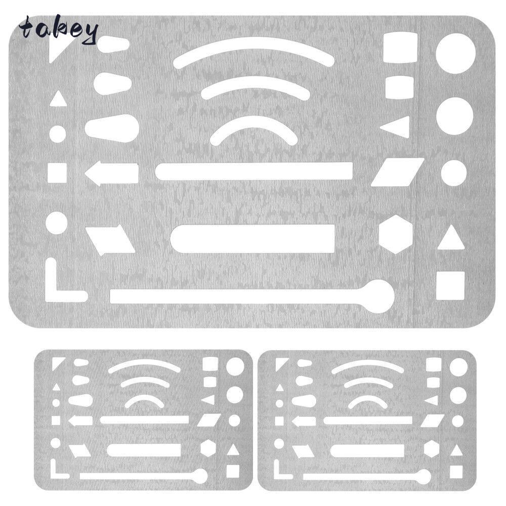 WITAK 3 ชิ้น Erasing Shield, 27 หลุม Craft Stencils วาดร่าง, แบบพกพา Letter Shield Geometric Circle 