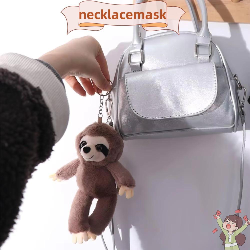 NECKLACEMASK ตุ๊กตาสัตว์ Sloth, จี้นุ่ม Sloth จี้ขนาดเล็ก, พวงกุญแจจําลอง Plush Sloth พวงกุญแจ