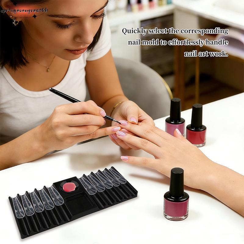 SPING Nail Art Palette สําหรับแต่งเล็บมืออาชีพทนทานผสม Palette พร้อมผู้ถือสําหรับเล็บปากกาและแปรง Cr