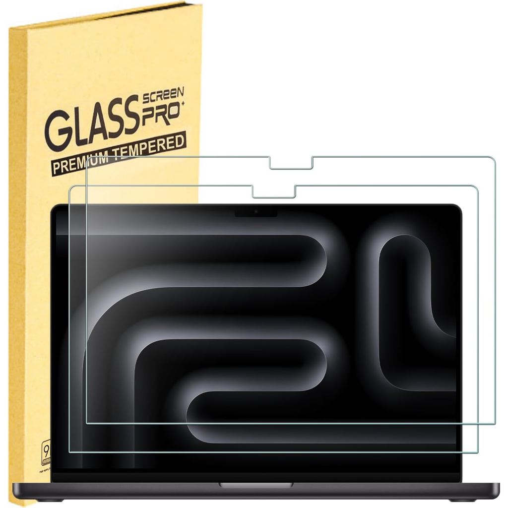 2 แพ็คกระจกนิรภัยป้องกันหน้าจอสําหรับ MacBook Pro 16 นิ้ว (M4/ M4 Pro/ M4 Max/ M3/ M3 Pro/ M3 Max/ M