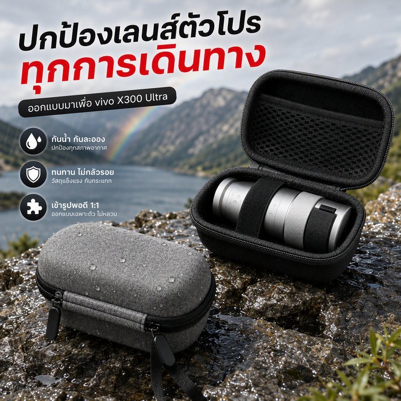 กระเป๋าเก็บชุดเลนส์ vivo X300 Ultra กล่องชุดถ่ายภาพ PU กันน้ำ กันรอย สายคล้องคอ พกพา