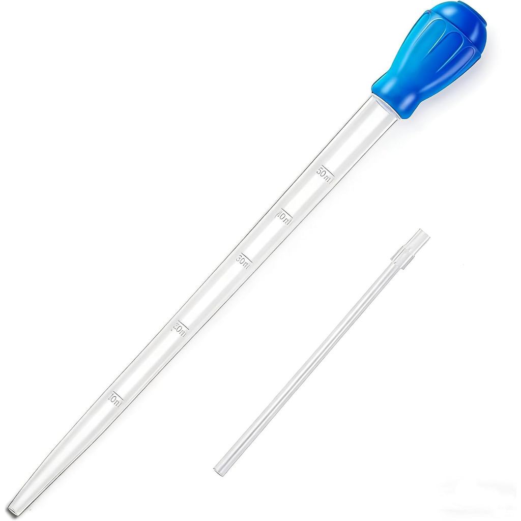 27.7IN Extra Long Blue Turkey Baster สําหรับ Aquarium, 50ml ถังปลาทําความสะอาด Siphon Aquarium น้ําเปลี่ยน, Aquarium Waste Remover