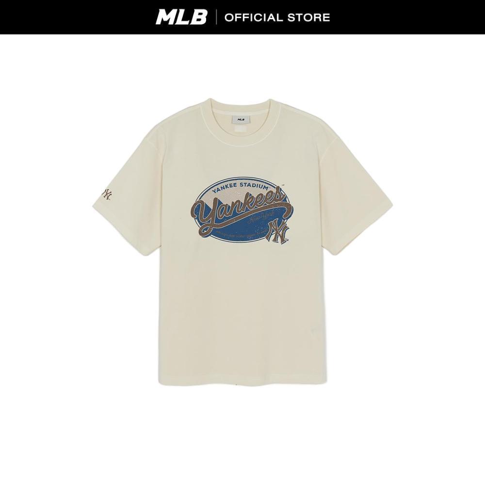 MLB เสื้อยืด ยูนิเซ็กซ์ Vintage Washing Graphic T-Shirts รุ่น 3ATSV1463 50CRS สีครีม