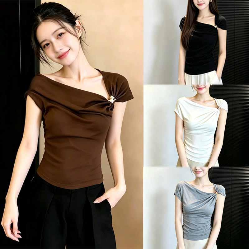 Moie (S-2XL) เสื้อปกหลังสไตล์เกาหลีใหม่ ฤดูร้อน 2026 ดีไซน์ไม่ซ้ำ สำหรับผู้หญิง