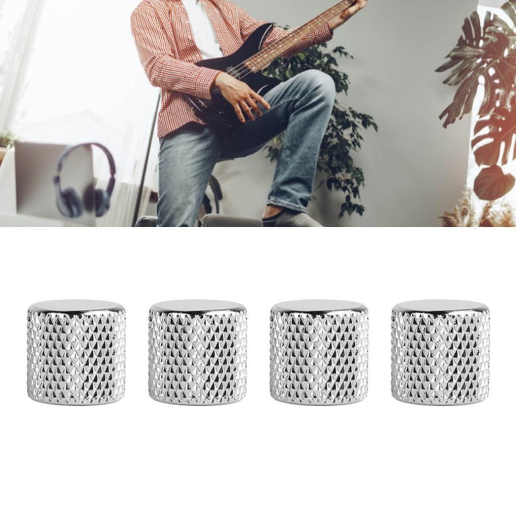 Discountstore-TH 4 ชิ้นชุดลูกบิดกีต้าร์ไฟฟ้าโลหะ Potentiometer Cap Volume Tone Control สำหรับเบส