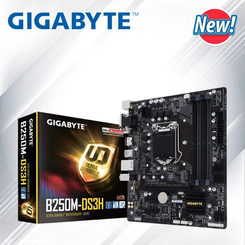 ใหม่ Gigabyte B250M-DS3H เมนบอร์ดเดสก์ท็อป LGA 1151 รองรับ 6th/7th-Gen i7 i5 i3 DDR4 64GB M.2 SSD