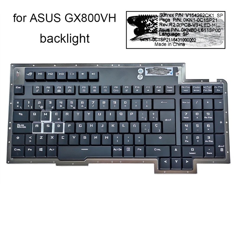 นอร์เวย์เยอรมันสเปนคีย์บอร์ด Backlight สําหรับ ASUS ROG GX800V VHK GX800VH-XS79K แป้นพิมพ์คอมพิวเตอร