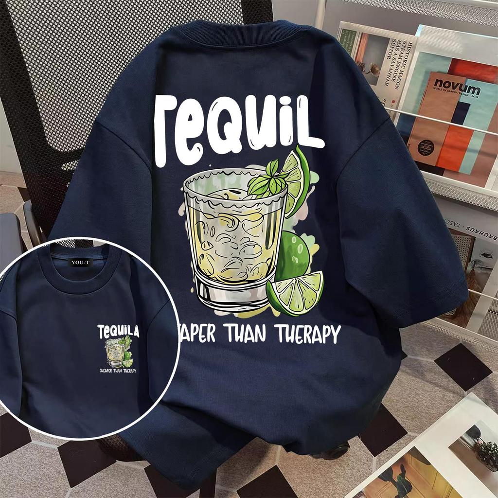 UT shop💥เสื้อยืดผ้าคอตตอน 100% “TEQUILA” ทรง Oversize คอกลม แขนสั้น ผ้านุ่มสบาย ใส่ได้ทุกวัน ฤดูร้อน