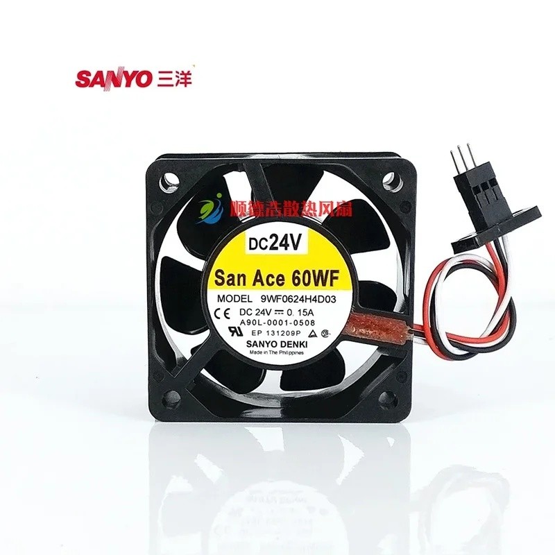 A90L-0001-0508 9WF0624H4D03 DC24V 0.15A พัดลมเดิม 60 x 60 x 25 มม.