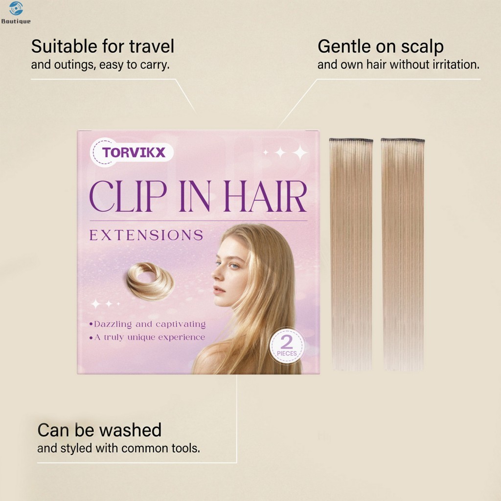 Flaxen Golden Clip In Hair Extensions - น้ําหนักเบา 56 ซม. สําหรับจัดแต่งทรงผมทุกวัน