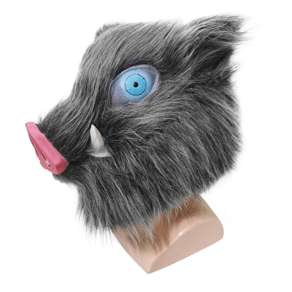 Demon Slayer Mask Headgear Mouth Flat Inosuke Pig Head Mask คอสเพลย์ฮาโลวีนอะนิเมะแสดง