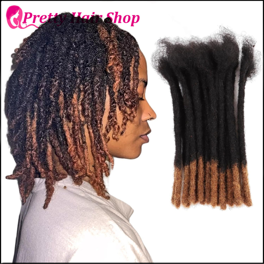 T1b/30 Brown Human Hair Dreadlock Extensions真人发 อาบน้ํา 10 ชิ้น