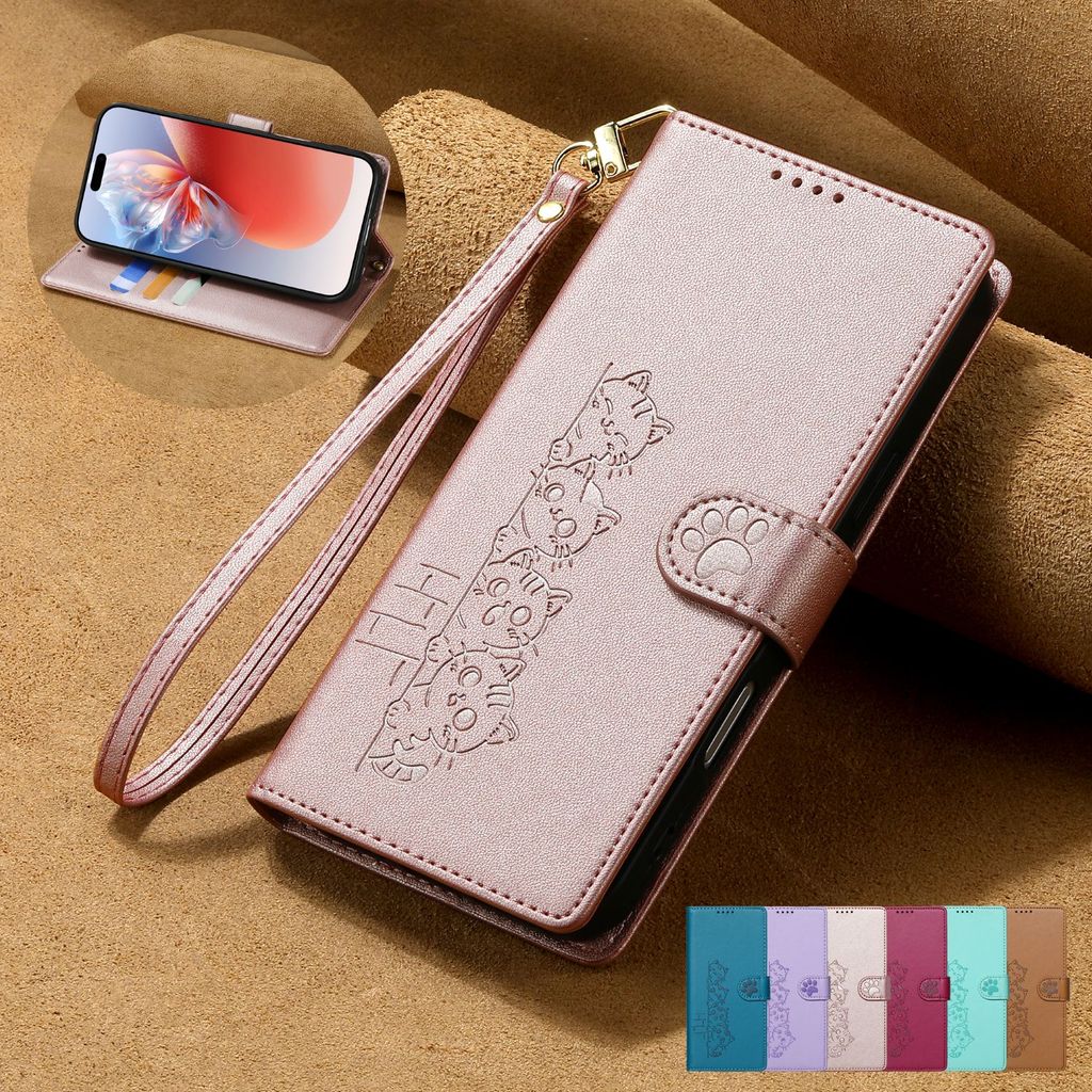 ปลอกหรูหราสําหรับ Samsung Galaxy S23 S22 S21 S20 FE Plus + Ultra 5G Cat Kitty PU กระเป๋าสตางค์หนังแม่เหล็กพลิกเคสโทรศัพท์พร้อมช่องใส่การ์ด