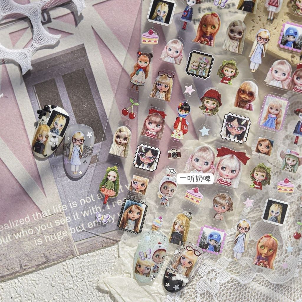 2026 รูปแบบใหม่ Millennium Style~y2k Super Cute blythe Sweetheart Doll Nails Sticker สไตล์โบราณ High