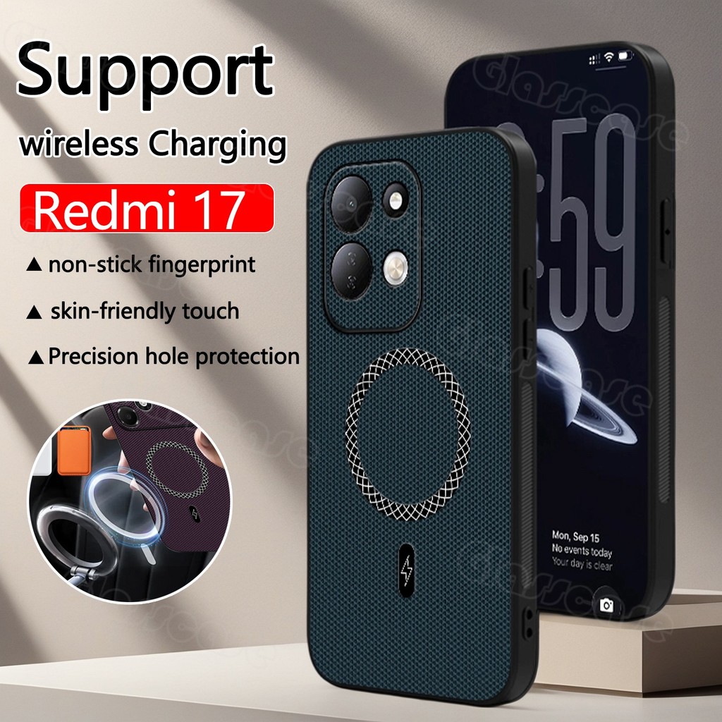 Redmi 17 4G 5G 2026 สําหรับ Redmi 17 C 17C 17Redmi Redmi17 C Redmi17C Slim หนังเนื้อ Fit แม่เหล็กสีทึบเคสโทรศัพท์เลนส์ป้องกันเต็มรูปแบบกันกระแทกปกหลัง