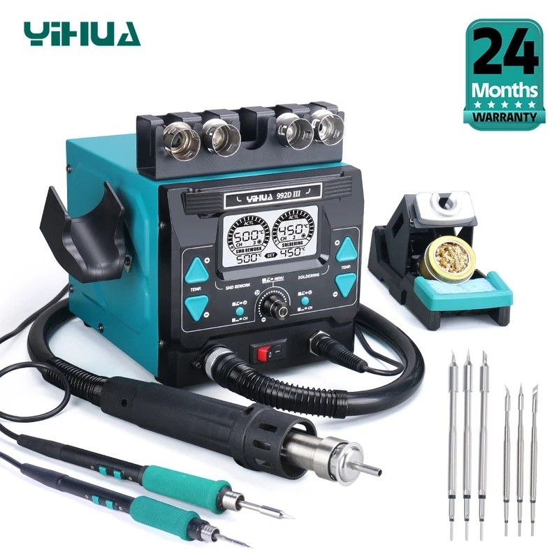 QUQZ ต้นฉบับใหม่ YIHUA 992D-III Hot Air Rework Station 210 245 สถานีเหล็กสําหรับกล้องจุลทรรศน์บัดกรี