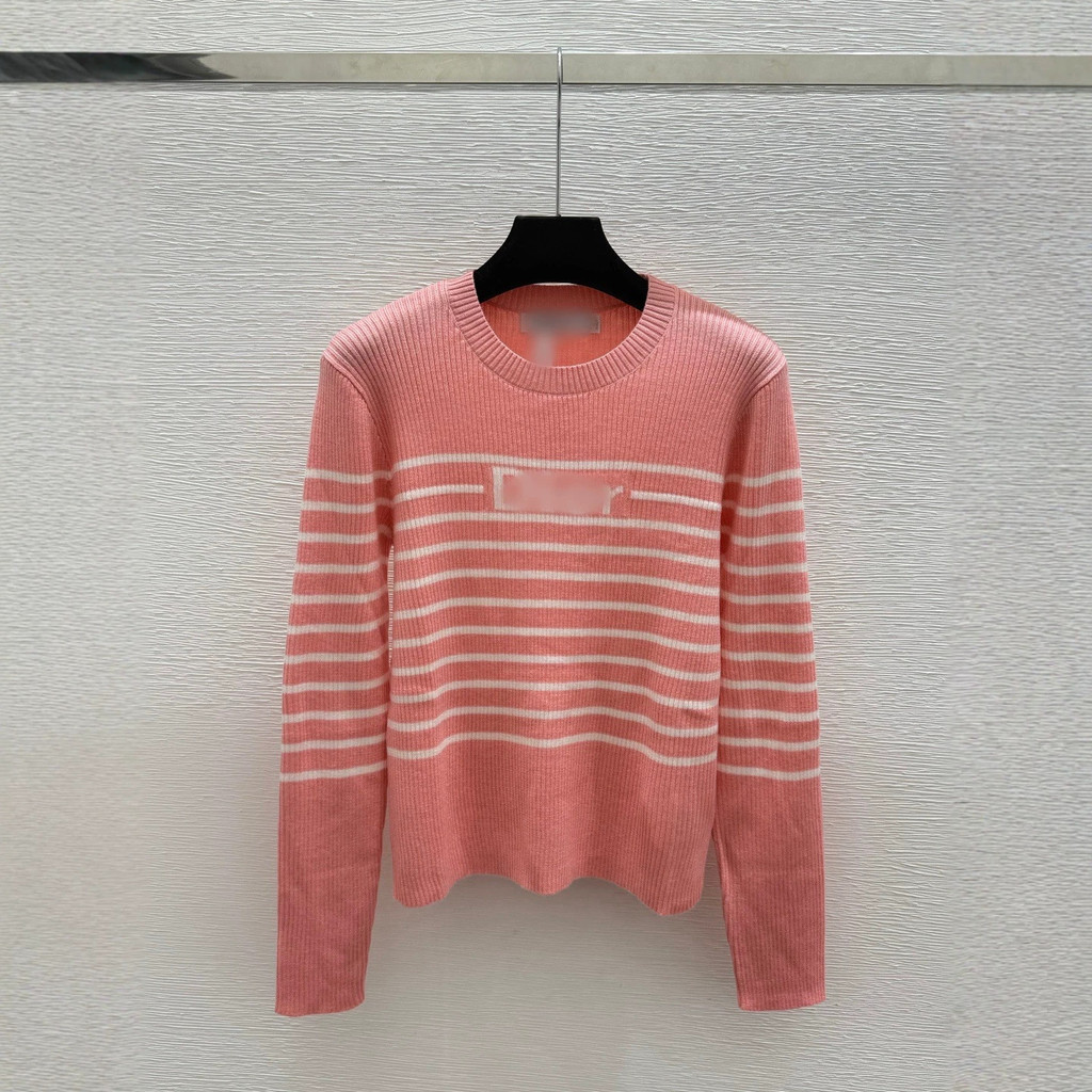 LMN6 C++ D * 26 ฤดูใบไม้ร่วงต้นฤดูใบไม้ร่วงสไตล์ใหม่ Contrast สีรอบคอถักแขนยาว Casual All-Match Top 