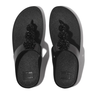 FITFLOP FINO BEADIE-BUTTON METALLIC รองเท้าแตะแบบหูหนีบผู้หญิง รุ่น IU1-565 สี BLACK
