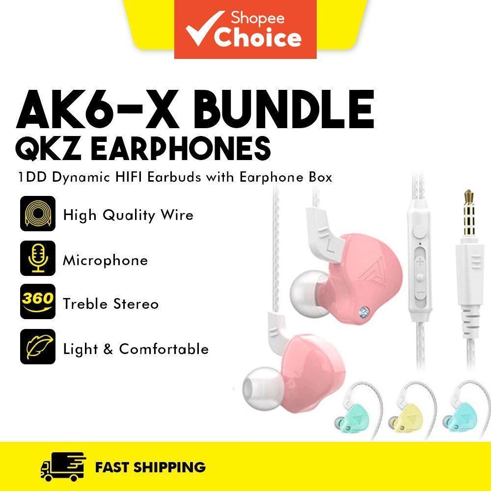 QKZ AK6 X หูฟังหูฟังชนิดใส่ในหูแบบไดนามิกไฮไฟสเตอริโอหูฟังพร้อมไมโครโฟนแยกเสียงรบกวนชุดหูฟังแบบมีสาย