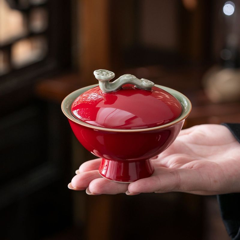 Good Thing Sharing Forbidden City Red Secret สี Ruyi Garage Bowl สาวประณีตชาชาม Sancai Garage Bowl B