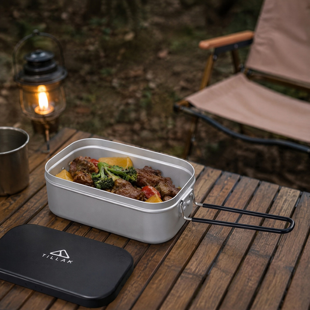 Ultralight อลูมิเนียม Mess Tin 850ml Release Valve 168g พับจับเดินป่ากลางแจ้ง [rgboutdoor.th]