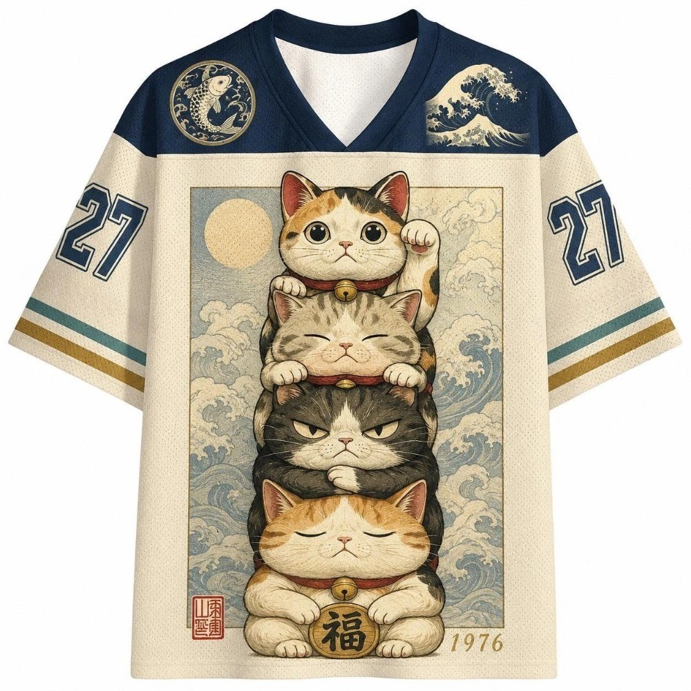 Harajuku Fun Lucky Cat 3D พิมพ์ Breatha แห้งเร็วผู้ชาย Plus ขนาดเสื้อยืดคอวีกีฬากลางแจ้งเสื้อผ้า Y2K