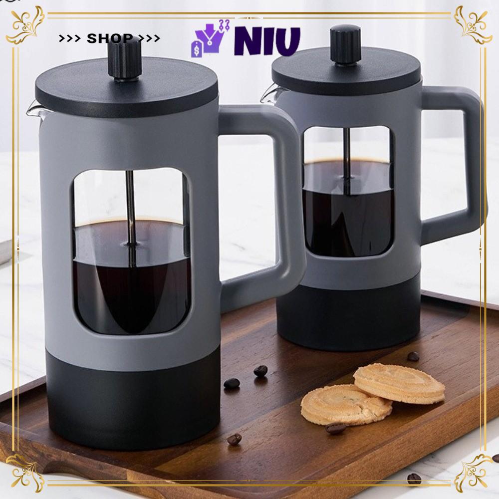 NIU Tea Coffee Brewer, 600ml Borosilicate Glass French Press เครื่องชงกาแฟ, แบบพกพามัลติฟังก์ชั่นทนค