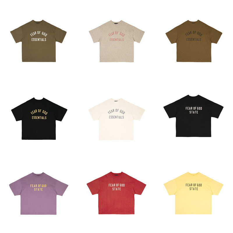 BR0R FOG Double Line ESSENTIALS HHH Season 10 พิมพ์ตัวอักษรหลวมรอบคอแขนสั้นเสื้อยืดอินเทรนด์