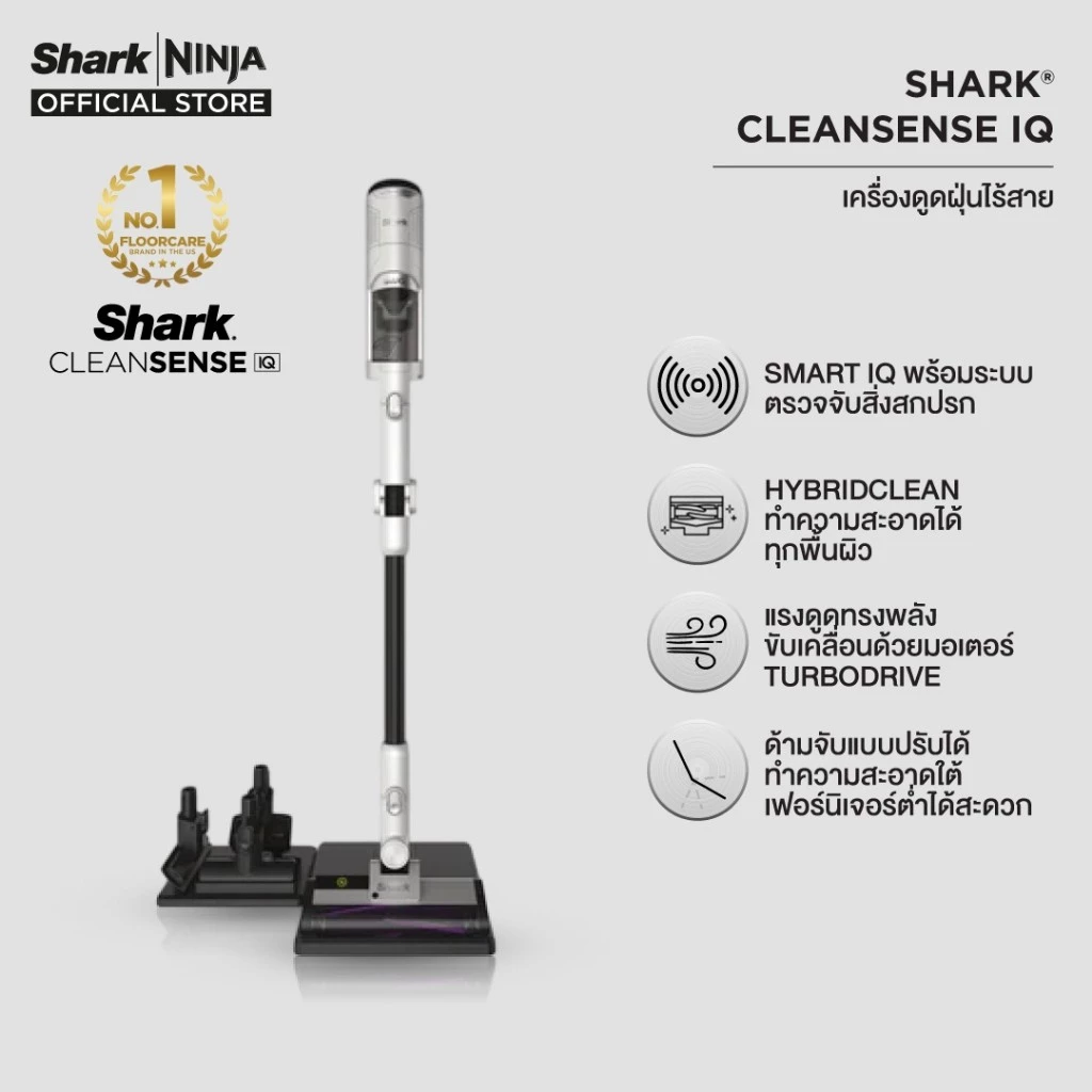 Shark CLEANSENSE IQ/IQ+ เครื่องดูดฝุ่นไร้สาย Smart IQ Pro, Auto Empty System, Anti-Allergen, LED Display IW2241/IW3241 thumbnail 3