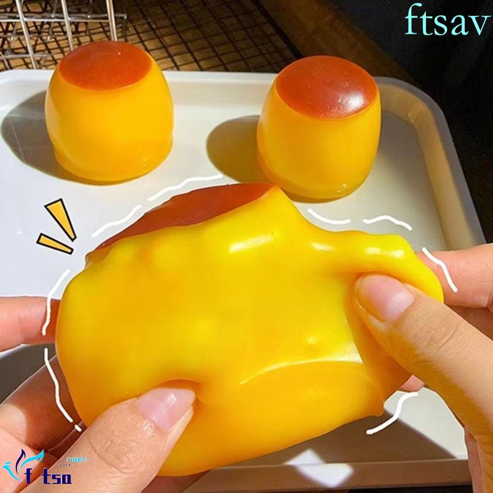 SWIFTSAVER Pudding Handmade Ball, Fun Release Crispy Sound Squeeze Ball, Fidget Food Shaped Caramel 
