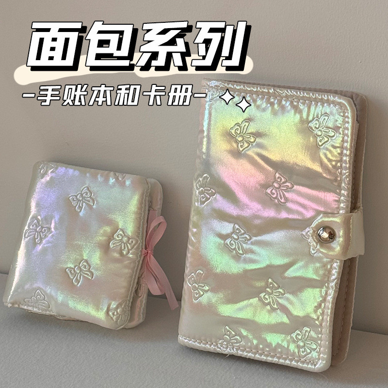 ไดอารี่แบบพกพา Ledger Book Bow Laser Design Ledger Loose-leaf Notepad a6 Bread Binder Hand