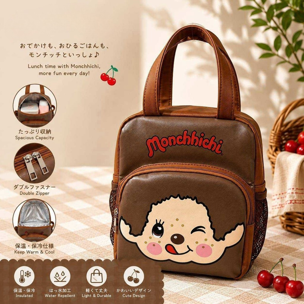 🐵✨ กระเป๋าถือเก็บอุณหภูมิ มี 6 ลาย ขนาด 25×30×13 cm วัสดุหนัง PU ด้านข้างมีช่องสำหรับใส่ของ ด้านหน้ามีช่องซิปแบ่งใส่ของ