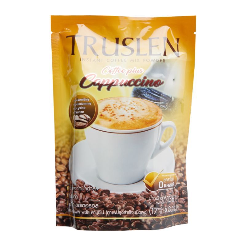 ทรูสเลนคอฟฟี่พลัสคาปูชิโน่กาแฟปรุงสำเร็จชนิดผง 17ก แพค 8ซอง Truslen Coffee Cappuccino17gX8 [บาร์โค้ด 8858952802218]