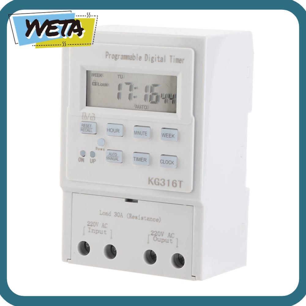 YVETA โปรแกรมจับเวลา, 1W Power AC 220V Digital Timer Switch, บ้านอัจฉริยะพร้อมจอแสดงผล LCD 30A 1Min 