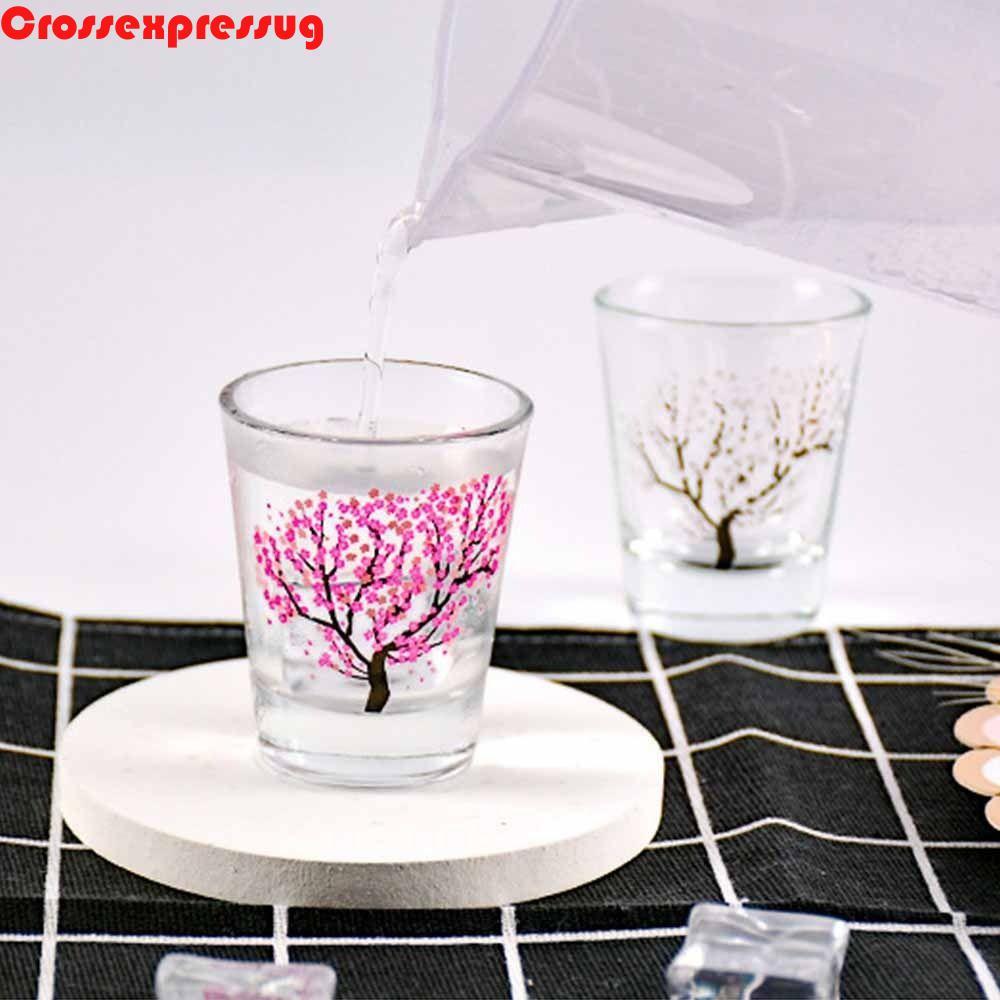 VORTEX Glass Liquor Creative 2oz Temperature Sensing Sakura Cup
