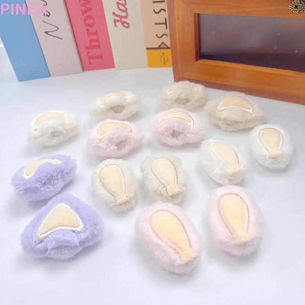PINEATH 2PCS Furry Rabbit Ears, Fluffy Soft Plush Cat Ears, หวานการ์ตูนตกแต่งแพทช์สําหรับหมวกแถบคาดศ