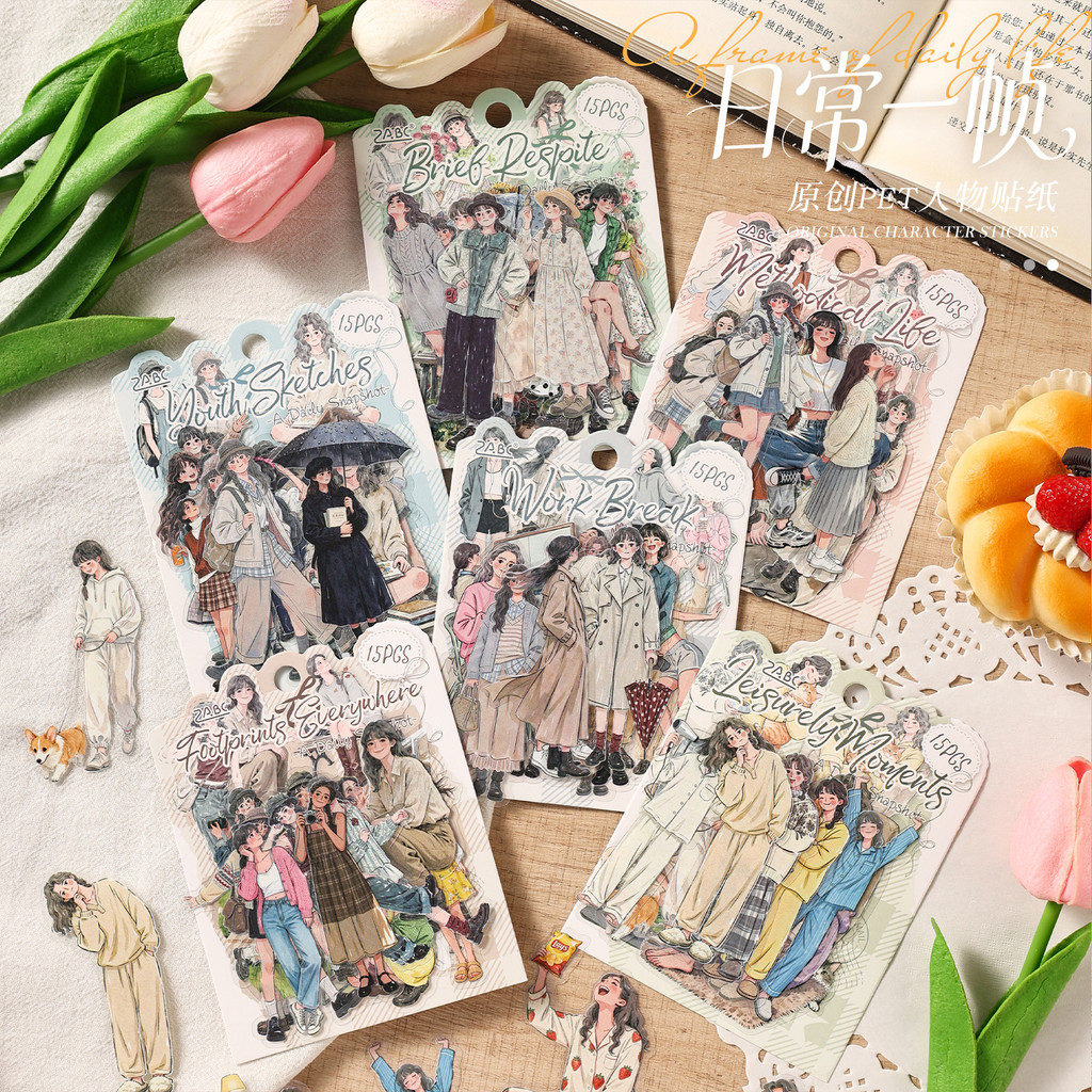 Journamm 15 ชิ้น PET ตัวอักษรสติกเกอร์ Junk Journal สติกเกอร์ DIY Scrapbooking วัสดุ Collage เครื่องเขียน Decor อุปกรณ์ไดอารี่