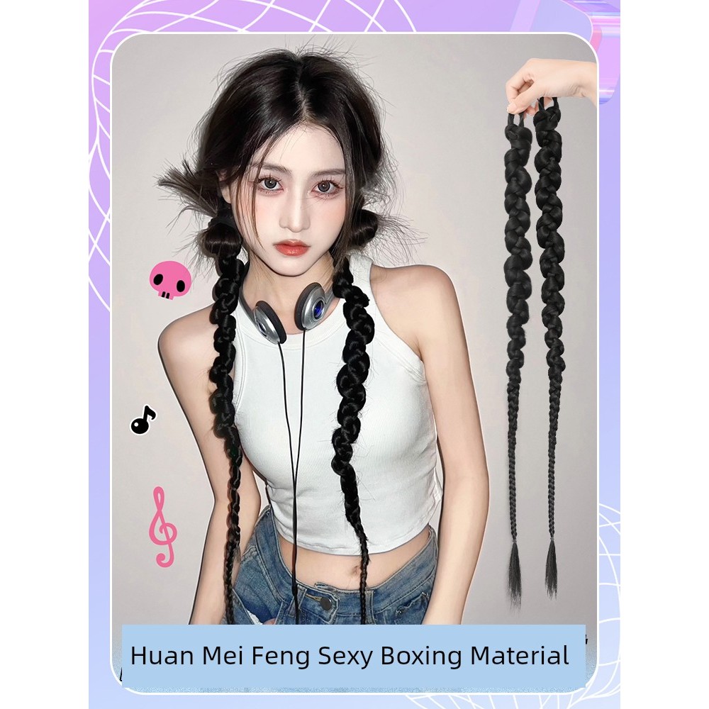 ไฮไลท์ผม ผมเปียปลอม วิกผม Braids Twisted ยาว Braids สาวร้อนมวย Braids Tie สไตล์ Twisted Braids Influ
