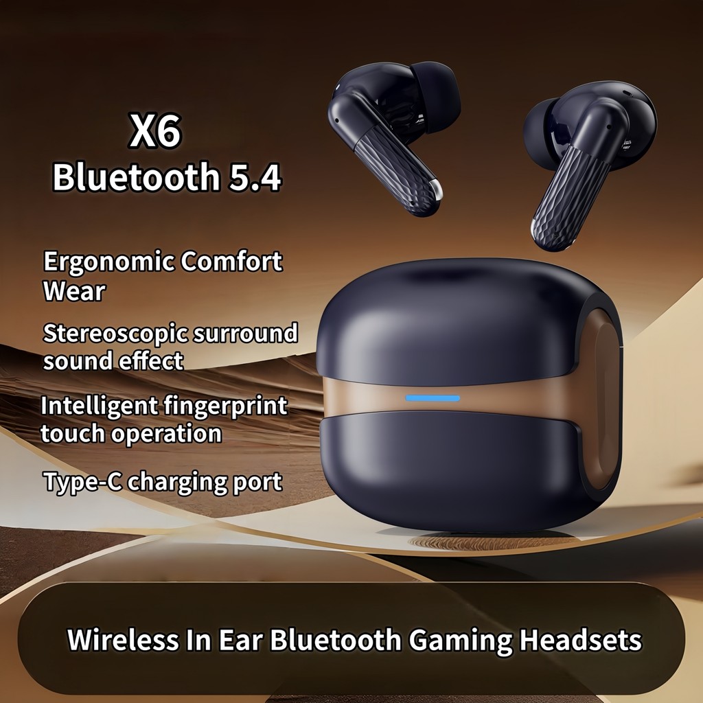 X6 หูฟังไร้สายบลูทูธหูฟังชนิดใส่ในหูพร้อมเคสชาร์จแบบพลิก 3D เสียง HD โทรการควบคุมแบบสัมผัส