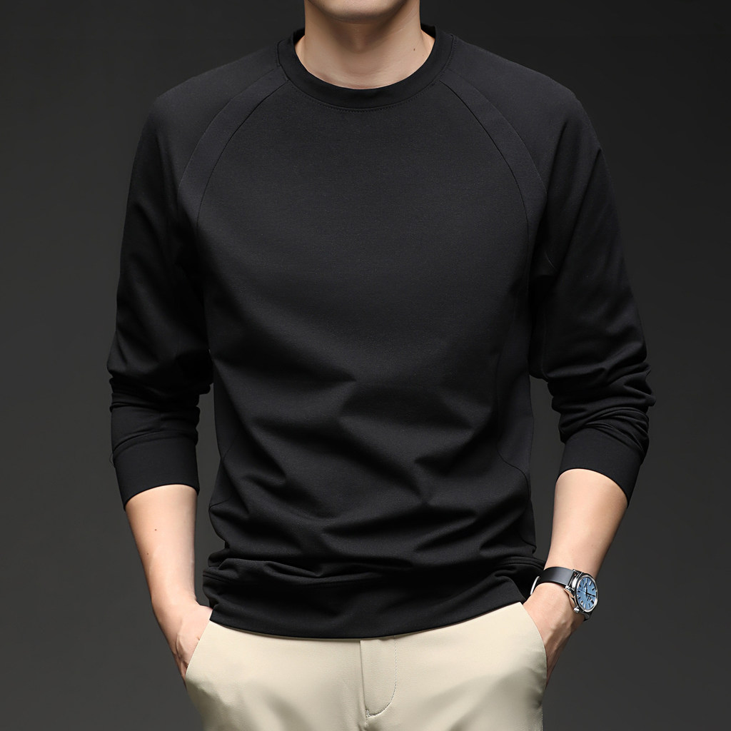 วาดตู้ถอน Bid (C) ฤดูใบไม้ร่วงฤดูหนาวผู้ชายรอบคอ Raglan แขน Simple Pullover เสื้อยืดลําลองสบายผิว @