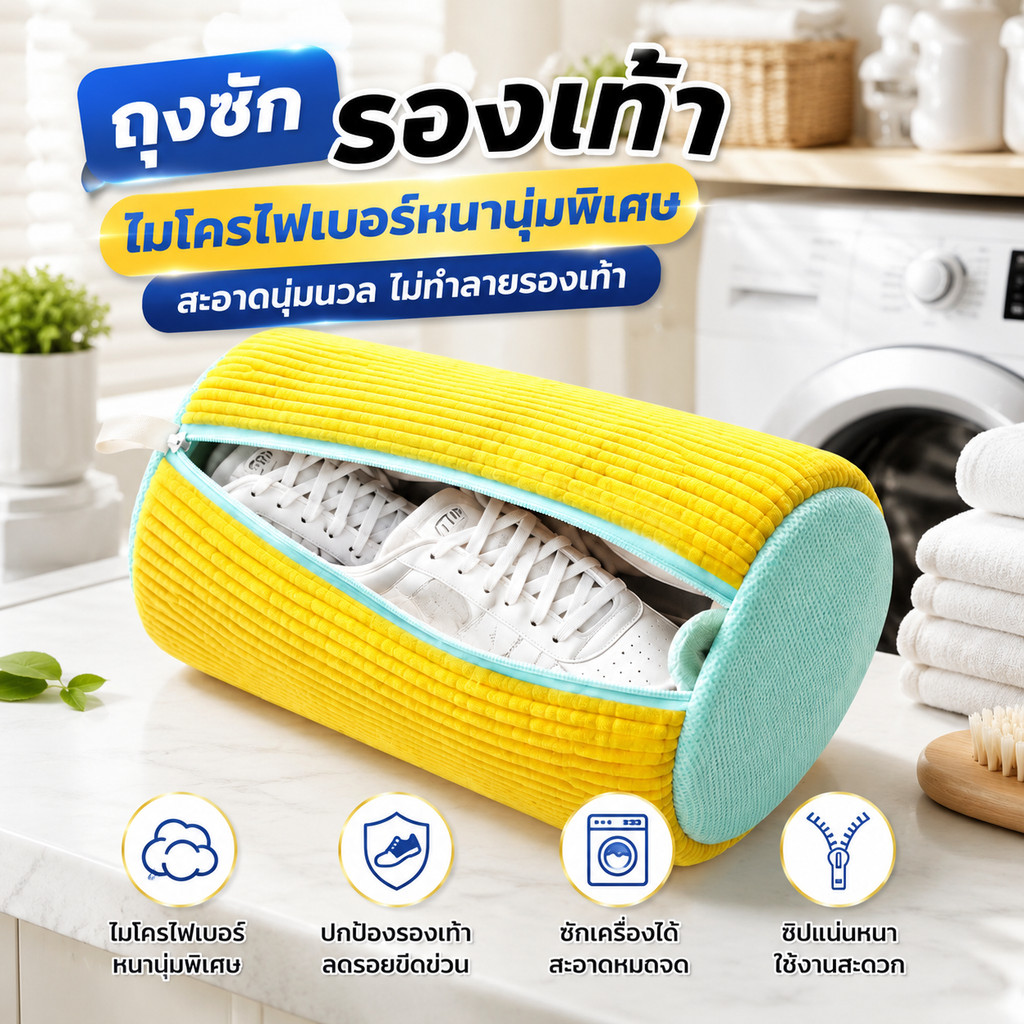 ถุงถนอมรองเท้าเข้าเครื่องซักผ้า ตาข่ายระบายอากาศ แห้งไว ไม่อับชื้น ซักสะอาด ไม่ทำร้ายเนื้อผ้า ส่งไว ถูกที่สุด