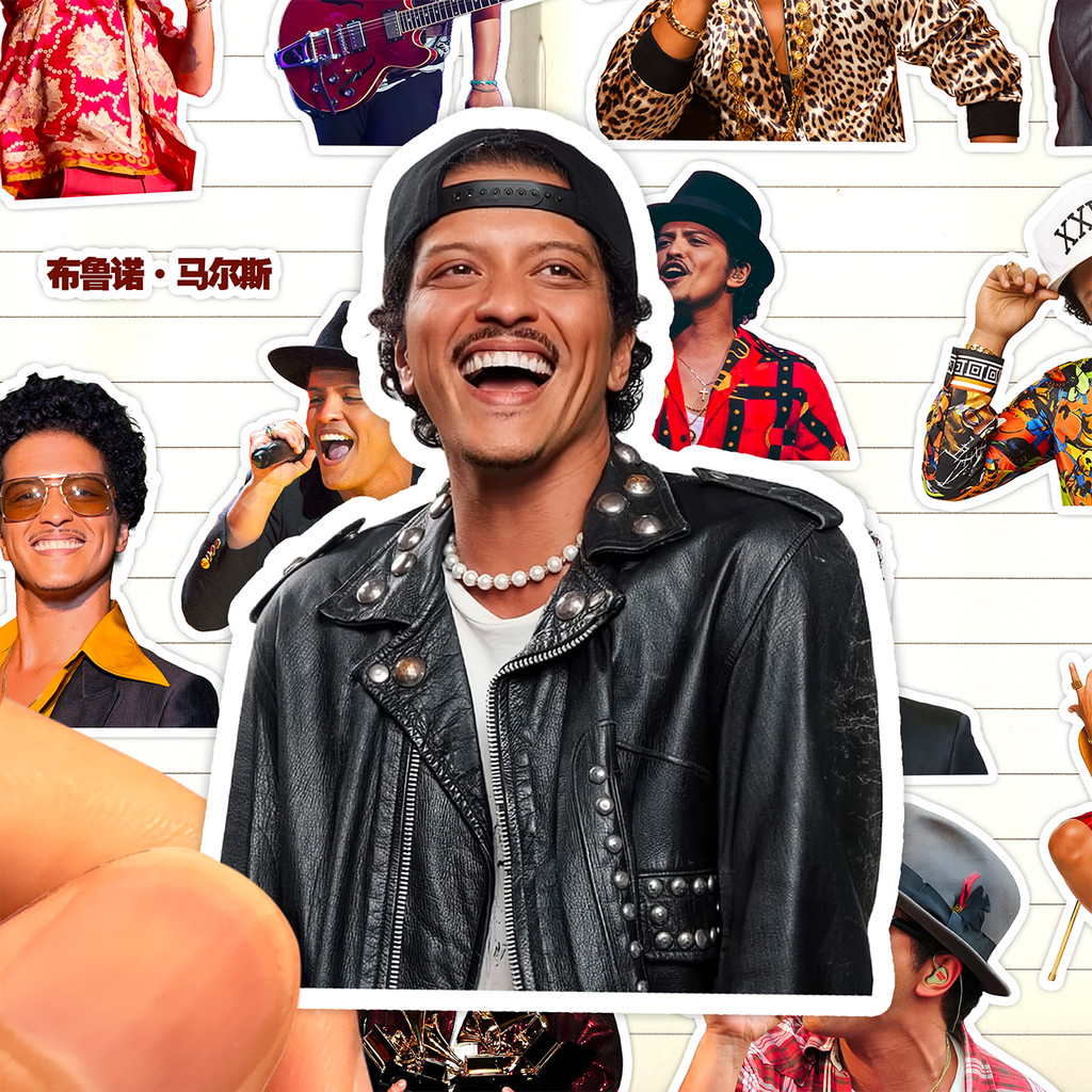 สติ๊กเกอร์ Bruno Mars HD กันน้ํานักร้องชายอเมริกัน Bruno Mars Mars Collection ภาพวาดตกแต่ง